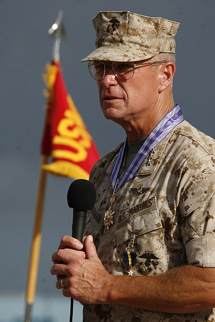 Goodman as the commander of U.S. Marine Corps Forces, Pacific, speaks about his 41 years of service during his change of command and retirement ceremony, 2008.