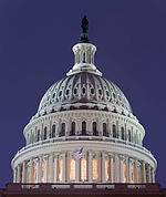 The United States Capitol at night