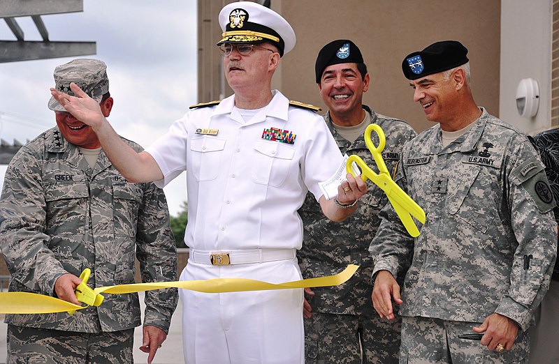 File:US Navy 100630-D-5422E-003 Rear Adm. William R. Kiser, commandant of the Joint Medical Education and Training Center, middle, celebrates cutting the ribbon to open the training center at Fort Sam Houston.jpg