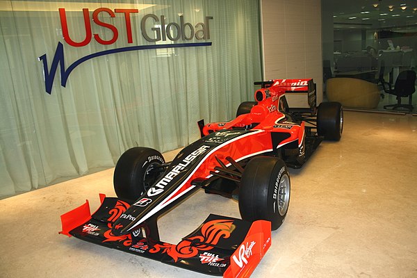 Timo Glock's VR-01 on display in partner UST Global's Trivandrum office.