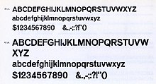 Venus Bold on an American metal type specimen sheet. Shown are the recut 'E' and 'F' with vertical rather than diagonal terminals on the horizontal strokes. Venus Bold Type Specimen (9142443945) (cropped).jpg