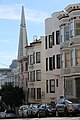 Victorian houses with the Transamerica Pyramid (TK)