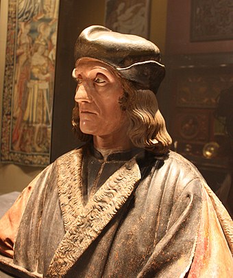 Posthumous portrait bust of Henry VII of England by Pietro Torrigiano, supposedly made using his death mask