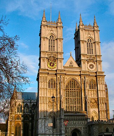 The western façade of Westminster Abbey