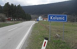 Traffic sign at the village entrance