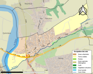 Kolorowa mapa przedstawiająca użytkowanie gruntów.