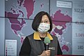 Taiwanese President Tsai Ing-wen wearing a surgical mask during the COVID-19 pandemic