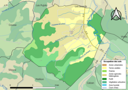 Mapa de colores que muestra el uso de la tierra.