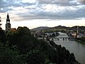 Deutsch: Panorama von Mönchsberg, Salzburg, Österreich English: View from Monk Hill, Salzburg, Austria Camera location 47° 48′ 14.3″ N, 13° 02′ 11.9″ E  View all coordinates using: OpenStreetMap