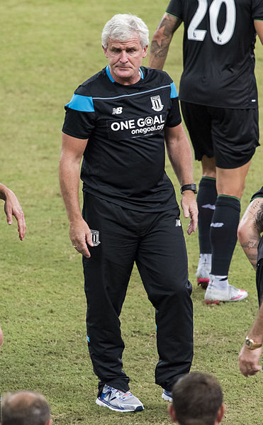 Hughes as manager of Stoke City in 2015