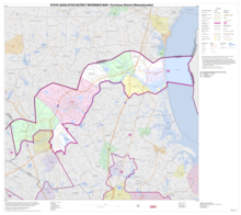 Map of Massachusetts Senate's 1st Essex district, based on the 2010 United States census. 2013 map 1st Essex district Massachusetts Senate DC10SLDU25019 001.png