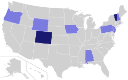 Approval Voting Party ballot access during the 2020 United States presidential election 2020 Approval Voting ballot access.svg