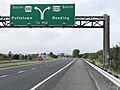 File:2022-08-23 09 08 24 View south along U.S. Route 222 and Pennsylvania State Route 100 (Trexlertown Bypass) just north of the exit for Pennsylvania State Route 100 SOUTH (Pottstown) in Upper Macungie Township, Lehigh County, Pennsylvania.jpg