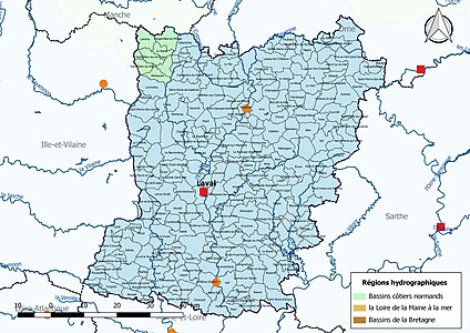 Le territoire de la Mayenne se répartit en 2 régions hydrographiques.