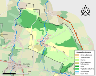 Barevná mapa znázorňující využití půdy.