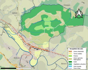 Barevná mapa znázorňující využití půdy.