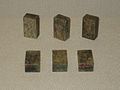 Set of six jadeite Liubo game pieces