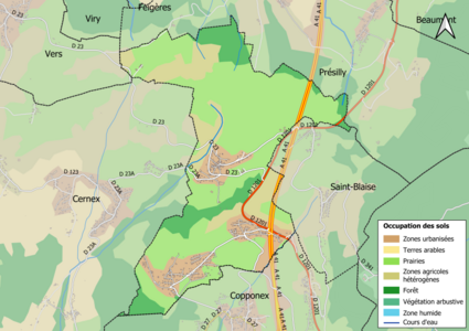 Barevná mapa znázorňující využití půdy.