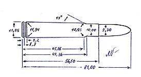 Чертёж патрона 9,3×57 Mauser