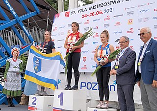 97 PZLA Mistrzostwa Polski Poznań 2021 podium oszczep Andrejczyk 5542.jpg