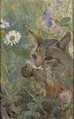 A Cat with a Young Bird in its Mouth. Five studies in one frame NM 2223-2227 (Bruno Liljefors) - Nationalmuseum - 19287.tif