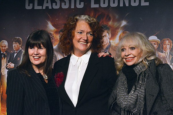 Jameson with Sophie Aldred and Katy Manning at a Doctor Who 50th Anniversary event in 2013.