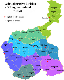 Administrative divisions of Congress Poland in 1830 Administrative divisions of Congress Poland in 1830 ENG.png