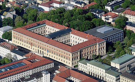 Aerial view of the Bayerische Staatsbibliothek