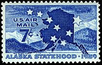 Alaska, 1959
1959 issue Alaska Statehood 7c 1959 Airmail issue.JPG