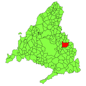 Localização de Alcalá de Henares na Comunidade autónoma de Madrid