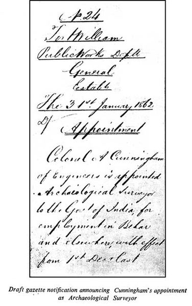 Letter dated 31 January 1862, appointing Cunningham as Surveyor General