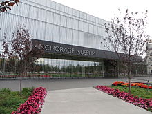 The front entrance of the Anchorage Museum at Rasmuson Center in downtown