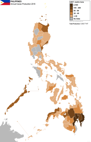 Annual cacao production of Philippine provinces 2016 Annual cacao production of Philippine provinces.png