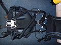 Inside view of Apeks sidemount harness showing weight pocket, the harness webbing and buoyancy compensator.