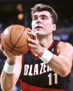 After being drafted by the Trail Blazers several years prior, Arvydas Sabonis made his NBA debut during the 1995–96 season.