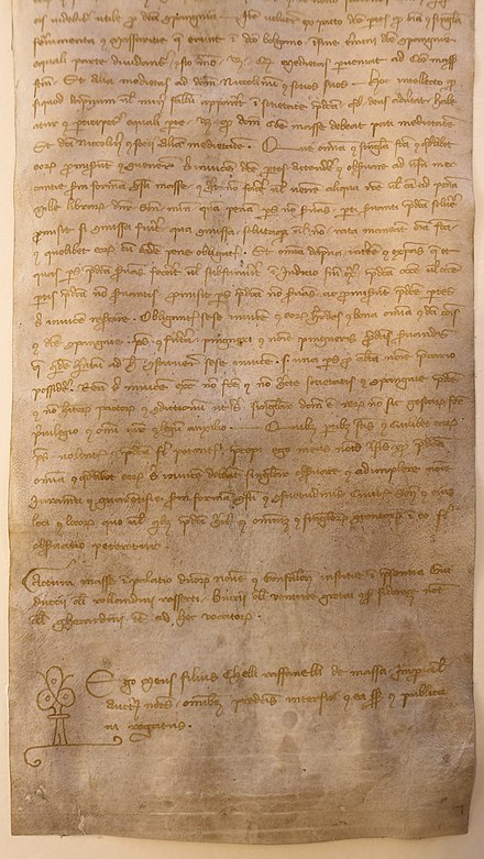 The act of institution of the mint of Massa di Maremma of 11 April 1317, with the deed of ser Meo di Chello Raffanelli and the representative of the municipality Muccio del fu Buonaventura Scussetti[13].