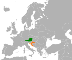 Lage von Österreich und Kroatien