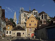 A view of Auxerre's old town with Saint-Germain Abbey in the background.