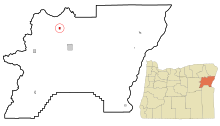 Baker County Oregon Incorporated og Unincorporated områder Haines Highlighted.svg