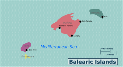 Kaart van de Balearen