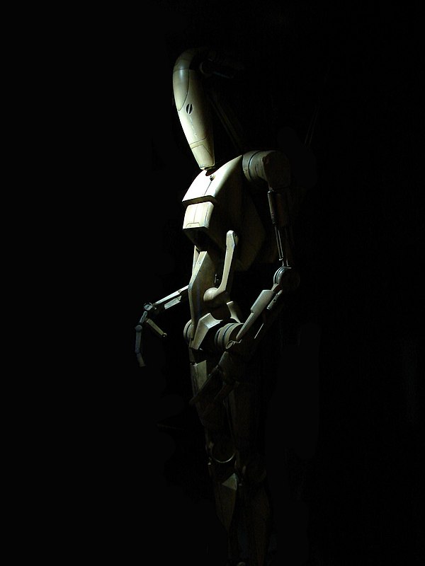 A B1 battle droid as shown in the prequel trilogy and Clone Wars-related works