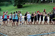 Deutsch: Beachhandball Europameisterschaften 2019 (Beach handball Euro); Tag 1: 2. Juli 2019 – Männer, Vorrunde Gruppe A, Deutschland-Norwegen 2:0 (22:14, 22:20) English: Beach handball Euro; Day 1: 2 July 2019 – Men Preliminary Round Group A – Germany-Norway 2:0 (22:14, 22:20)