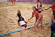 Deutsch: Beachhandball bei den Olympischen Jugendspielen 2018; Tag 6, 12. Oktober 2018; Mädchen, Hauptrundenspiel – Chinesisch Taipei (Taiwan)-Paraguay 0:2 English: Beach handball at the 2018 Summer Youth Olympics at 12 October 2018 – Girls Main Round – Chinese Taipei (Taiwan)-Paraguay 0:2