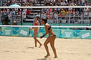 Deutsch: Beachvolleyball bei den Olympischen Jugendspielen 2018; Tag 11, 17. Oktober 2018; Mädchen, Finale – Italien (Claudia Scampoli & Nicol Bertozzi)- Russland (Maria Woronina & Maria Botscharow) 0:2 (19–21/19–21) English: Beach volleyball at the 2018 Summer Youth Olympics at 17 October 2018 – Girls Final – Italy (Claudia Scampoli & Nicol Bertozzi) - Russia (Maria Voronina & Maria Bocharova) 0:2 (19–21/19–21)