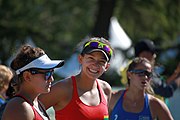 Deutsch: Beachvolleyball bei den Olympischen Jugendspielen 2018; Tag 8, 14. Oktober 2018; Mädchen, Achtelfinale – Bolivien-Puerto Rico 0:2 (18–21/18–21 ) English: Beach volleyball at the 2018 Summer Youth Olympics at 14 October 2018 – Girls Round of 16 – Bolivia-Puerto Rico 0:2 (18–21/18–21 )