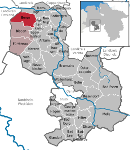 Läget för kommunen Berge i Landkreis Osnabrück