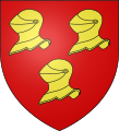 Blason de la commune de Bettoncourt (Vosges) : De gueules, à trois armets mornés d'or.