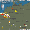 Bewegung einer Gewitterfront über Mitteleuropa am 16. August 2020 auf Grundlage der Daten von Blitzortung.org