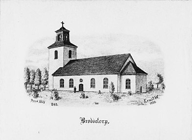Kyrkan på teckning 1880