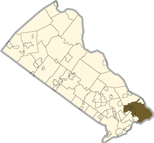 Location of Falls Township in Bucks County